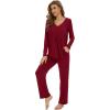 imageWiWi Womens Pajamas Set Sleepwear Loungewear Long Sleeve Pajama Sets Soft Pjs Viscose from Bamboo 2 Piece PJ SXXLBwine Red