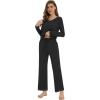 imageWiWi Womens Pajamas Set Sleepwear Loungewear Long Sleeve Pajama Sets Soft Pjs Viscose from Bamboo 2 Piece PJ SXXLCblack