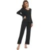 imageWiWi Womens Pajamas Set Sleepwear Loungewear Long Sleeve Pajama Sets Soft Pjs Viscose from Bamboo 2 Piece PJ SXXLCblack