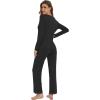imageWiWi Womens Pajamas Set Sleepwear Loungewear Long Sleeve Pajama Sets Soft Pjs Viscose from Bamboo 2 Piece PJ SXXLCblack