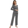 imageWiWi Womens Pajamas Set Sleepwear Loungewear Long Sleeve Pajama Sets Soft Pjs Viscose from Bamboo 2 Piece PJ SXXLCdark Heather Grey