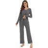imageWiWi Womens Pajamas Set Sleepwear Loungewear Long Sleeve Pajama Sets Soft Pjs Viscose from Bamboo 2 Piece PJ SXXLCdark Heather Grey