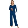 imageWiWi Womens Pajamas Set Sleepwear Loungewear Long Sleeve Pajama Sets Soft Pjs Viscose from Bamboo 2 Piece PJ SXXLCink Blue