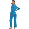 imageWiWi Womens Pajamas Set Sleepwear Loungewear Long Sleeve Pajama Sets Soft Pjs Viscose from Bamboo 2 Piece PJ SXXLCteal Blue
