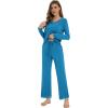 imageWiWi Womens Pajamas Set Sleepwear Loungewear Long Sleeve Pajama Sets Soft Pjs Viscose from Bamboo 2 Piece PJ SXXLCteal Blue