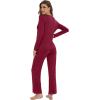 imageWiWi Womens Pajamas Set Sleepwear Loungewear Long Sleeve Pajama Sets Soft Pjs Viscose from Bamboo 2 Piece PJ SXXLCwine