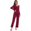imageWiWi Womens Pajamas Set Sleepwear Loungewear Long Sleeve Pajama Sets Soft Pjs Viscose from Bamboo 2 Piece PJ SXXLCwine