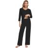 imageWiWi Womens Pajamas Set Sleepwear Loungewear Long Sleeve Pajama Sets Soft Pjs Viscose from Bamboo 2 Piece PJ SXXLDblack