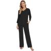 imageWiWi Womens Pajamas Set Sleepwear Loungewear Long Sleeve Pajama Sets Soft Pjs Viscose from Bamboo 2 Piece PJ SXXLDblack