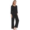 imageWiWi Womens Pajamas Set Sleepwear Loungewear Long Sleeve Pajama Sets Soft Pjs Viscose from Bamboo 2 Piece PJ SXXLDblack