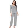 imageWiWi Womens Pajamas Set Sleepwear Loungewear Long Sleeve Pajama Sets Soft Pjs Viscose from Bamboo 2 Piece PJ SXXLDheather Grey