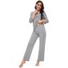 imageWiWi Womens Pajamas Set Sleepwear Loungewear Long Sleeve Pajama Sets Soft Pjs Viscose from Bamboo 2 Piece PJ SXXLDheather Grey