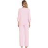 imageWiWi Womens Pajamas Set Sleepwear Loungewear Long Sleeve Pajama Sets Soft Pjs Viscose from Bamboo 2 Piece PJ SXXLDpink