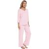 imageWiWi Womens Pajamas Set Sleepwear Loungewear Long Sleeve Pajama Sets Soft Pjs Viscose from Bamboo 2 Piece PJ SXXLDpink