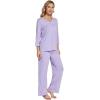 imageWiWi Womens Pajamas Set Sleepwear Loungewear Long Sleeve Pajama Sets Soft Pjs Viscose from Bamboo 2 Piece PJ SXXLDtaro Purple