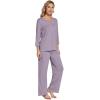 imageWiWi Womens Pajamas Set Sleepwear Loungewear Long Sleeve Pajama Sets Soft Pjs Viscose from Bamboo 2 Piece PJ SXXLDviolet