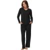 imageWiWi Womens Pajamas Set with Long Sleeve and Pants Soft Loungewear Comfortable Sleepwear Viscose from Bamboo SXXLBlack