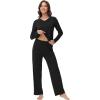 imageWiWi Womens Pajamas Set with Long Sleeve and Pants Soft Loungewear Comfortable Sleepwear Viscose from Bamboo SXXLBlack