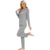 imageWiWi Womens Pajamas Set with Long Sleeve and Pants Soft Loungewear Comfortable Sleepwear Viscose from Bamboo SXXLHeather Grey