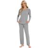 imageWiWi Womens Pajamas Set with Long Sleeve and Pants Soft Loungewear Comfortable Sleepwear Viscose from Bamboo SXXLHeather Grey