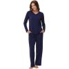 imageWiWi Womens Pajamas Set with Long Sleeve and Pants Soft Loungewear Comfortable Sleepwear Viscose from Bamboo SXXLNavy