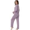 imageWiWi Womens Pajamas Set with Long Sleeve and Pants Soft Loungewear Comfortable Sleepwear Viscose from Bamboo SXXLViolet