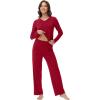 imageWiWi Womens Pajamas Set with Long Sleeve and Pants Soft Loungewear Comfortable Sleepwear Viscose from Bamboo SXXLWine Red