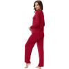 imageWiWi Womens Pajamas Set with Long Sleeve and Pants Soft Loungewear Comfortable Sleepwear Viscose from Bamboo SXXLWine Red