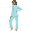 imageWiWi Womens Viscose from Bamboo Pajama Sets Soft Long Sleeves Top with Pants Loose 2 Pieces Loungewear Set SXXLAaqua