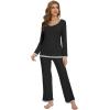 imageWiWi Womens Viscose from Bamboo Pajama Sets Soft Long Sleeves Top with Pants Loose 2 Pieces Loungewear Set SXXLAblack