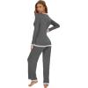 imageWiWi Womens Viscose from Bamboo Pajama Sets Soft Long Sleeves Top with Pants Loose 2 Pieces Loungewear Set SXXLAdark Heather Grey