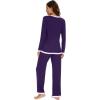 imageWiWi Womens Viscose from Bamboo Pajama Sets Soft Long Sleeves Top with Pants Loose 2 Pieces Loungewear Set SXXLAdark Purple