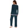 imageWiWi Womens Viscose from Bamboo Pajama Sets Soft Long Sleeves Top with Pants Loose 2 Pieces Loungewear Set SXXLAdeep Teal