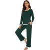 imageWiWi Womens Viscose from Bamboo Pajama Sets Soft Long Sleeves Top with Pants Loose 2 Pieces Loungewear Set SXXLAfence Green