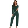 imageWiWi Womens Viscose from Bamboo Pajama Sets Soft Long Sleeves Top with Pants Loose 2 Pieces Loungewear Set SXXLAfence Green