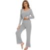 imageWiWi Womens Viscose from Bamboo Pajama Sets Soft Long Sleeves Top with Pants Loose 2 Pieces Loungewear Set SXXLAlight Heather Grey