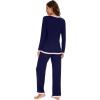 imageWiWi Womens Viscose from Bamboo Pajama Sets Soft Long Sleeves Top with Pants Loose 2 Pieces Loungewear Set SXXLAnavy
