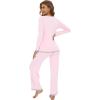 imageWiWi Womens Viscose from Bamboo Pajama Sets Soft Long Sleeves Top with Pants Loose 2 Pieces Loungewear Set SXXLApink