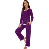 imageWiWi Womens Viscose from Bamboo Pajama Sets Soft Long Sleeves Top with Pants Loose 2 Pieces Loungewear Set SXXLApurplish Red