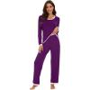 imageWiWi Womens Viscose from Bamboo Pajama Sets Soft Long Sleeves Top with Pants Loose 2 Pieces Loungewear Set SXXLApurplish Red