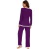 imageWiWi Womens Viscose from Bamboo Pajama Sets Soft Long Sleeves Top with Pants Loose 2 Pieces Loungewear Set SXXLApurplish Red