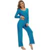 imageWiWi Womens Viscose from Bamboo Pajama Sets Soft Long Sleeves Top with Pants Loose 2 Pieces Loungewear Set SXXLAteal Blue