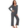 imageWiWi Womens Viscose from Bamboo Pajama Sets Soft Long Sleeves Top with Pants Loose 2 Pieces Loungewear Set SXXLBcharcoal