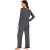 imageWiWi Womens Viscose from Bamboo Pajama Sets Soft Long Sleeves Top with Pants Loose 2 Pieces Loungewear Set SXXLBcharcoal