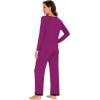 imageWiWi Womens Viscose from Bamboo Pajama Sets Soft Long Sleeves Top with Pants Loose 2 Pieces Loungewear Set SXXLBdark Reddish Purple