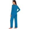 imageWiWi Womens Viscose from Bamboo Pajama Sets Soft Long Sleeves Top with Pants Loose 2 Pieces Loungewear Set SXXLBteal Blue