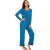 imageWiWi Womens Viscose from Bamboo Pajama Sets Soft Long Sleeves Top with Pants Loose 2 Pieces Loungewear Set SXXLBteal Blue