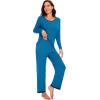 imageWiWi Womens Viscose from Bamboo Pajama Sets Soft Long Sleeves Top with Pants Loose 2 Pieces Loungewear Set SXXLBteal Blue
