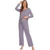 imageWiWi Womens Viscose from Bamboo Pajamas Set Soft Long Sleeve Tops and Pants Sleepwear Lightweight Pj Loungewear SXXLAviolet