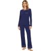 imageWiWi Womens Viscose from Bamboo Pajamas Set Soft Long Sleeve Tops and Pants Sleepwear Lightweight Pj Loungewear SXXLBnavy